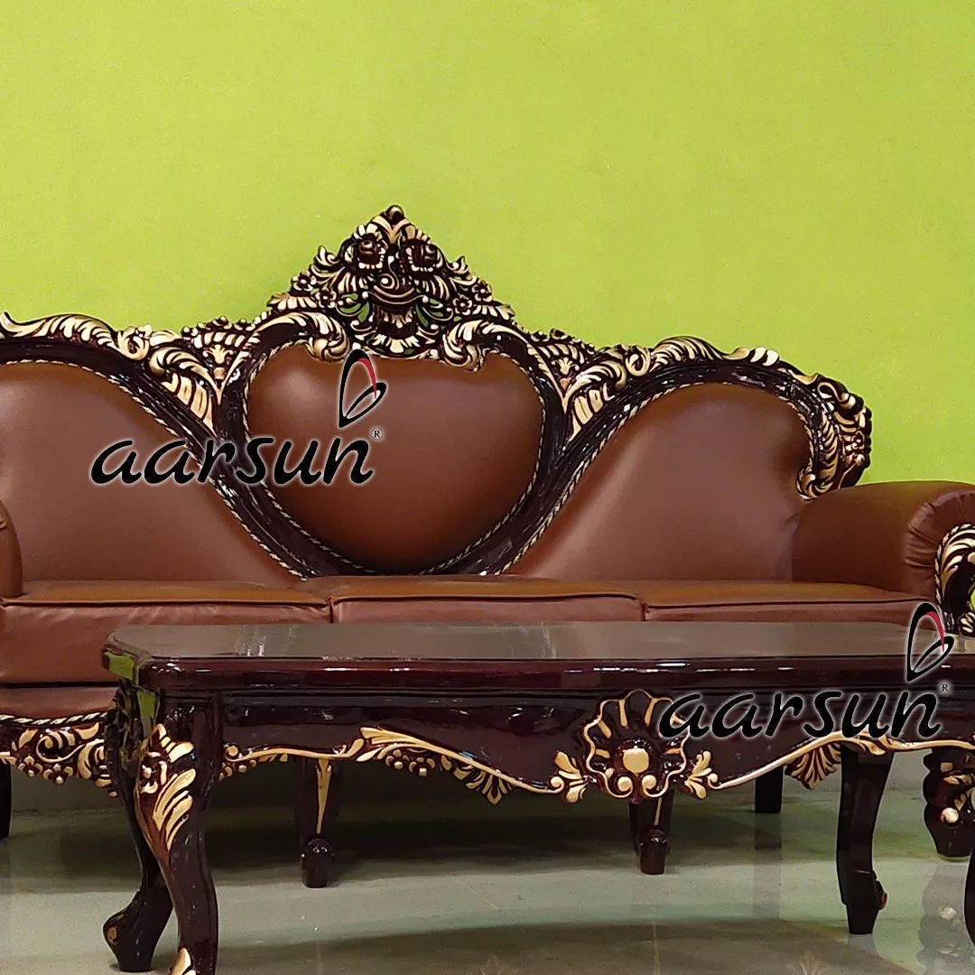 Dual Shade Classic Leather Sofa Set view 4