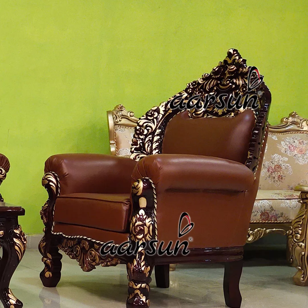 Dual Shade Classic Leather Sofa Set view 5