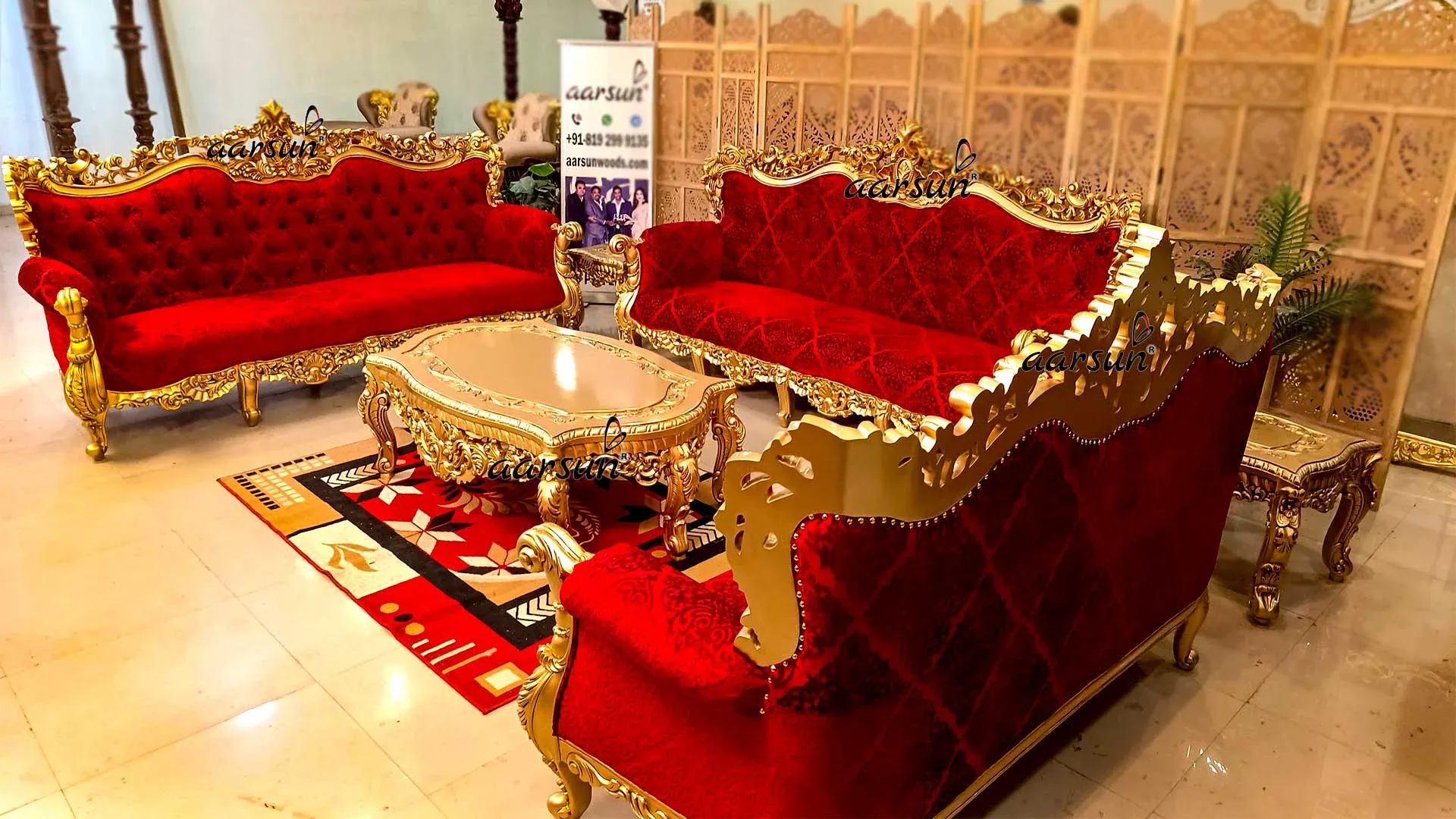 Elegant Carved Sofa Set with Center Table YT-749 view 4