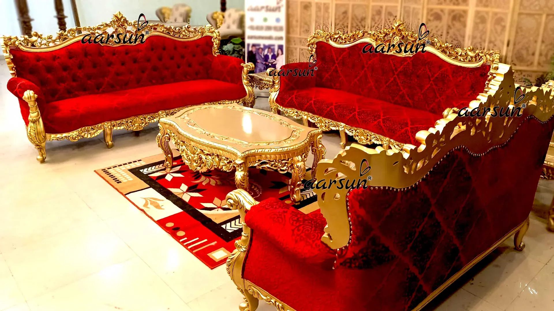 Elegant Carved Sofa Set with Center Table YT-749 view 7