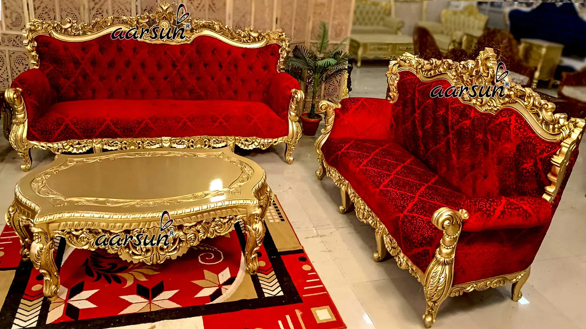 Elegant Carved Sofa Set with Center Table YT-749 view 8