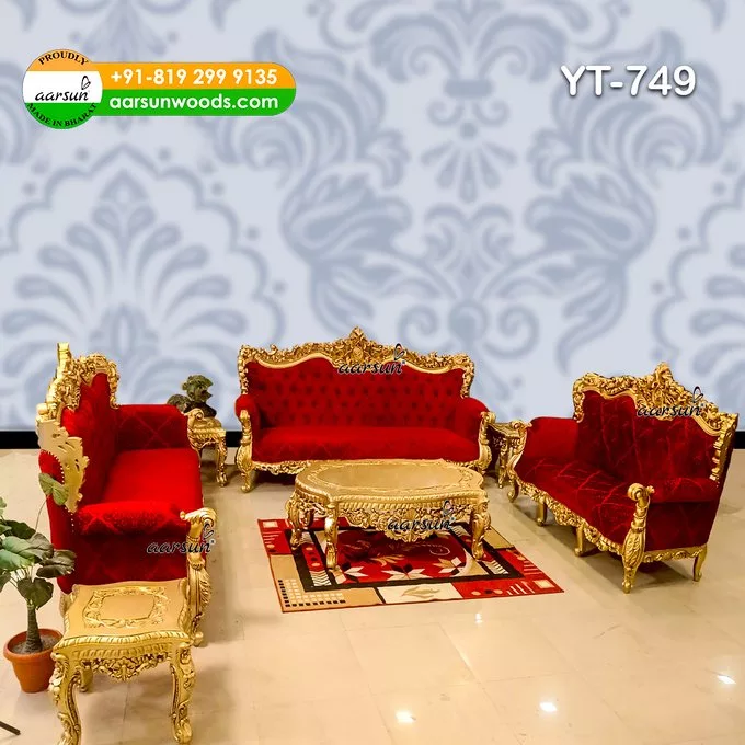 Elegant Carved Sofa Set with Center Table YT-749 view 9