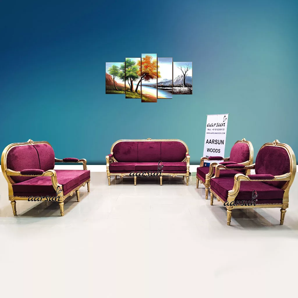 European Concept Royal Sofa Set 7 Seater Antique Gold Finish YT-479 view 4