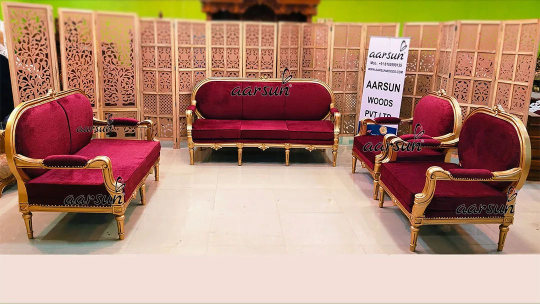European Concept Royal Sofa Set 7 Seater Antique Gold Finish YT-479 view 7