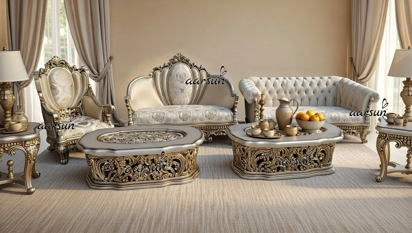Exclusive Hand-Carved Full Sofa Set – Sofa Crown Peacock Design, Chester Sofa view 11