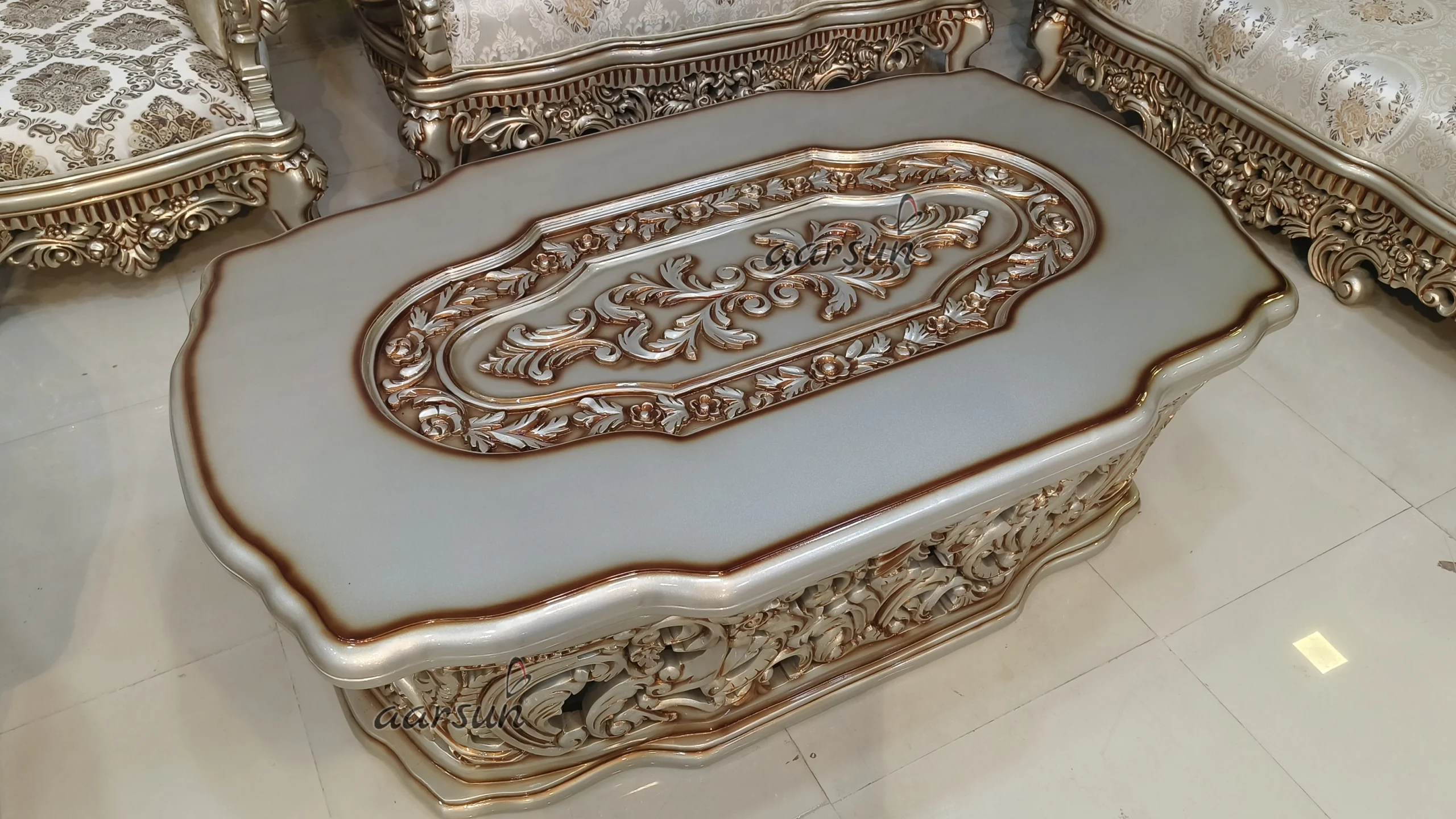 Exclusive Hand-Carved Full Sofa Set – Sofa Crown Peacock Design, Chester Sofa view 6
