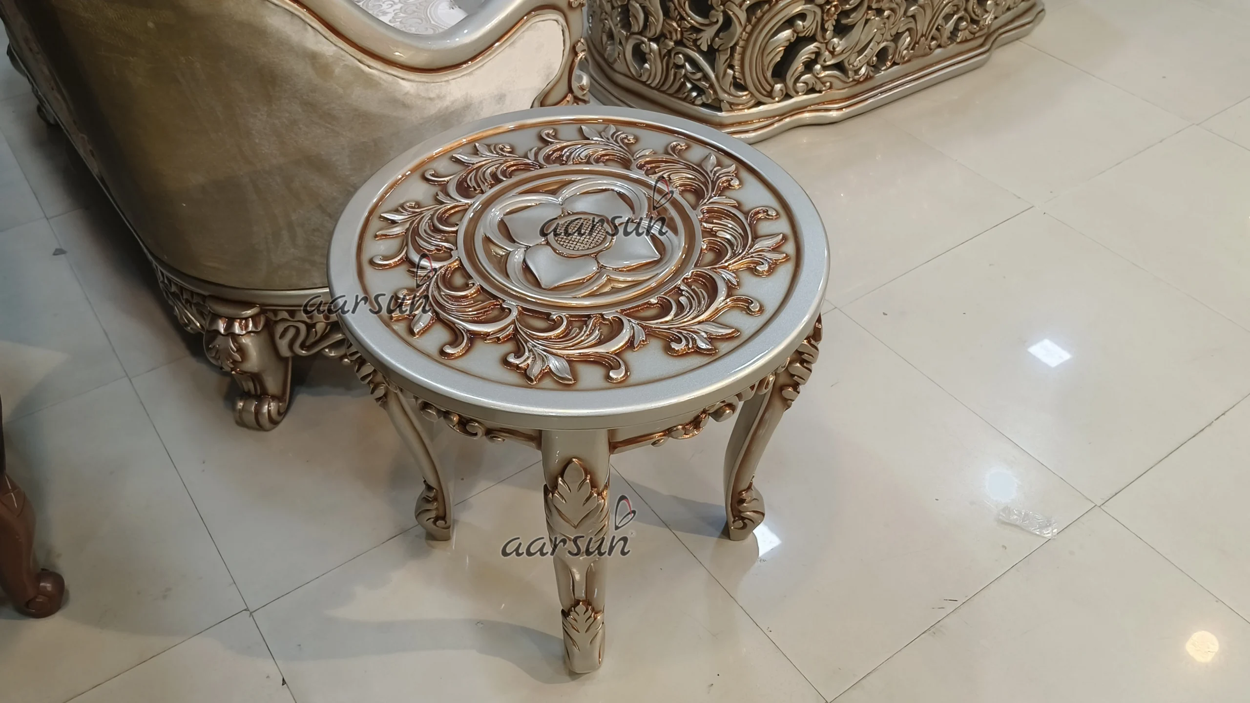 Exclusive Hand-Carved Full Sofa Set – Sofa Crown Peacock Design, Chester Sofa view 9