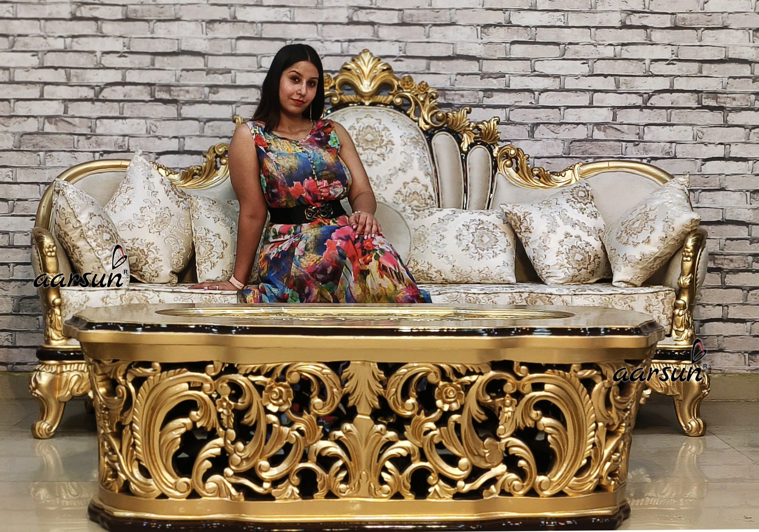 Exclusive Wooden Sofa Set, Living Room Set with Video