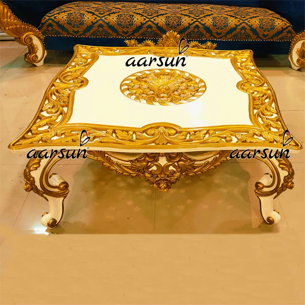 Exquisite Sofa Set in White & Gold Double Carved YT-457 view 5