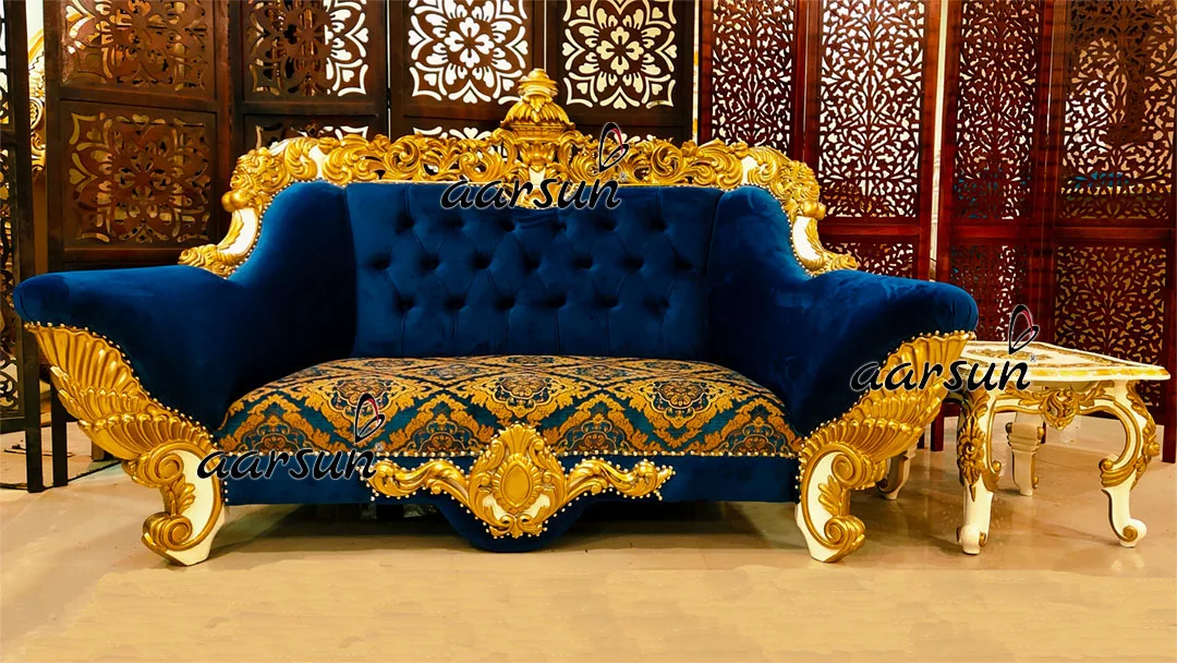 Exquisite Sofa Set in White & Gold Double Carved YT-457 view 7