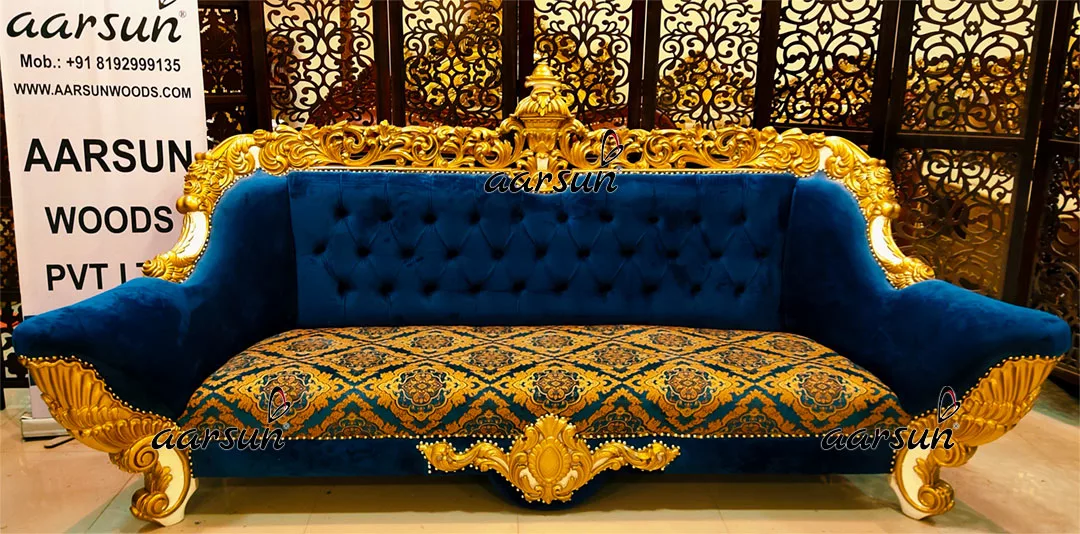 Exquisite Sofa Set in White & Gold Double Carved YT-457 view 8