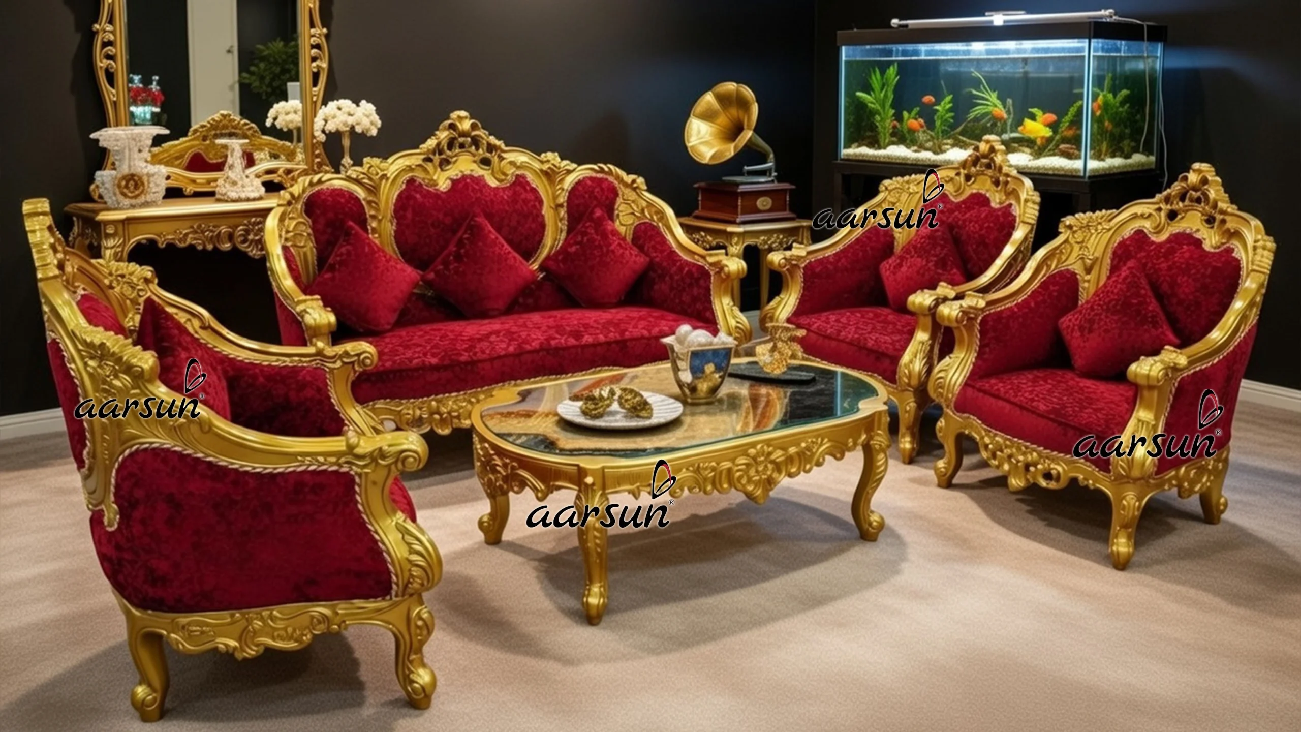 Gold Finish Royal look Sofa Set YT-108