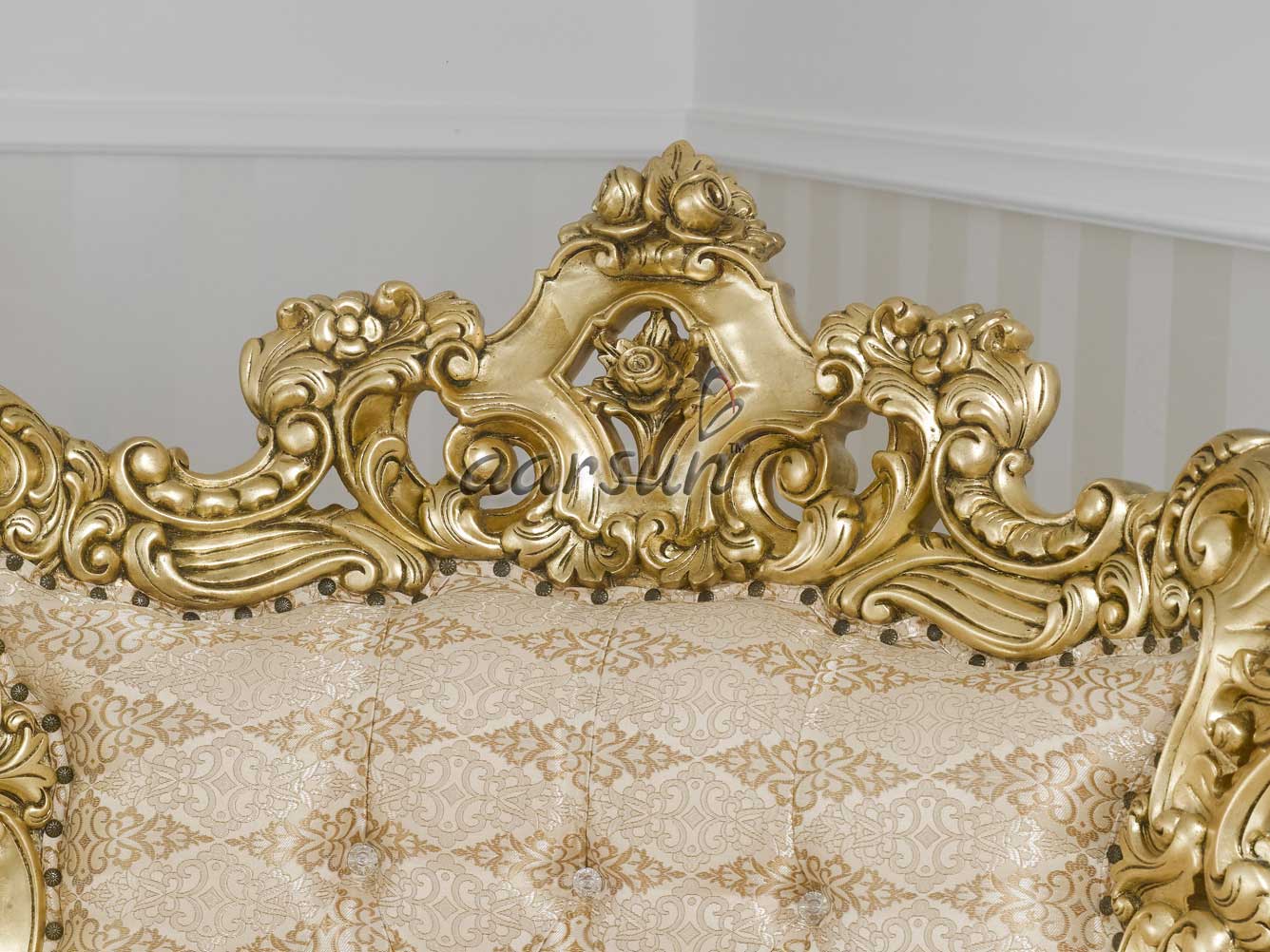 Gold Finish Teak Wood Antique Sofa Set SF-0013 view 6