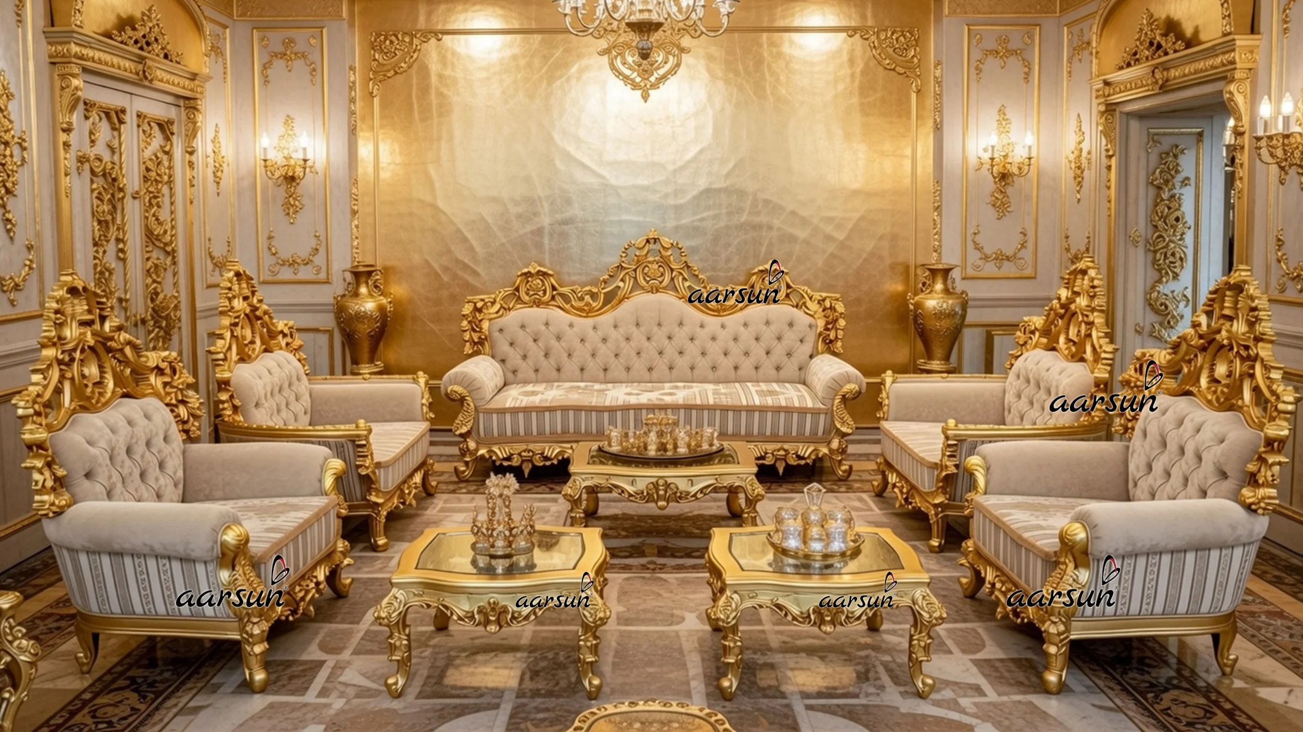 Gold Leafing Luxury Sofa Set YT-690