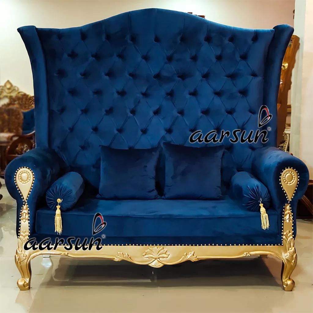 Golden High Back Sofa in Teak Wood YT-339 view 3