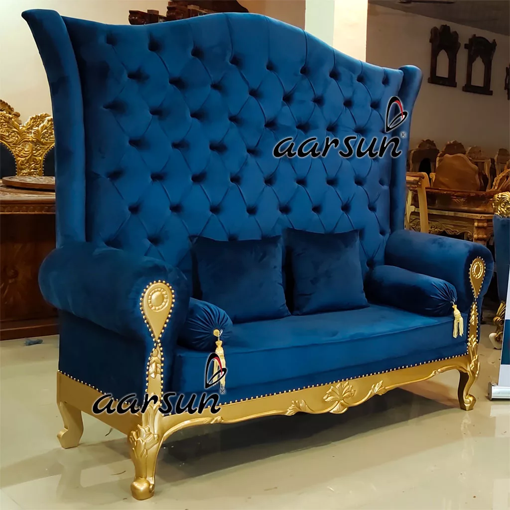 Golden High Back Sofa in Teak Wood YT-339 view 4