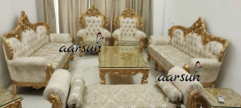 Grand Maharaja Style Wooden Sofa Set Design view 4