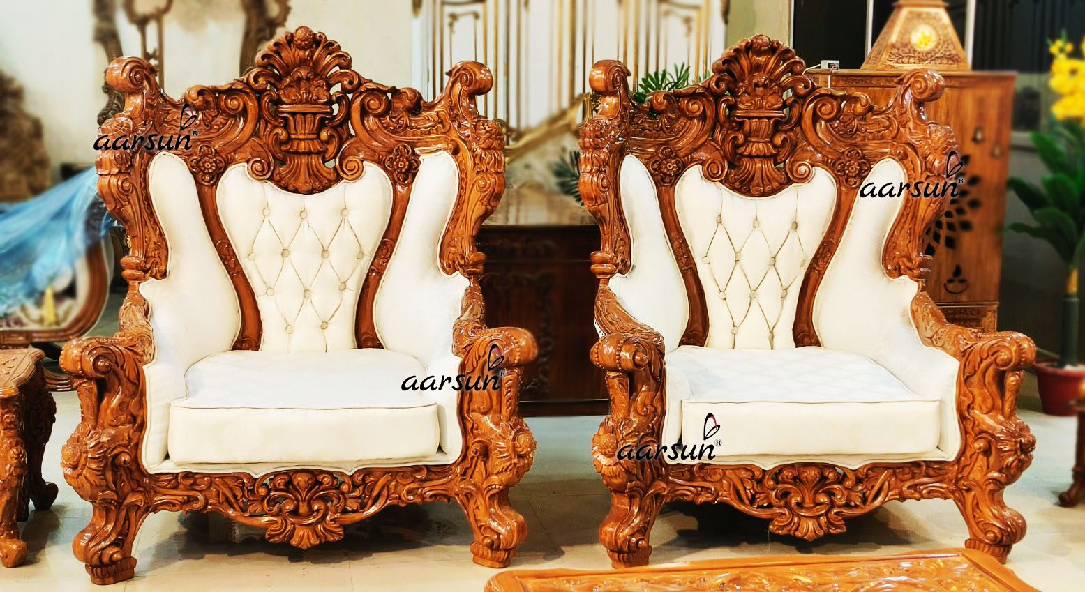 Grandeur Sofa Set, Living Room Sofa Set, Wooden Furniture view 3