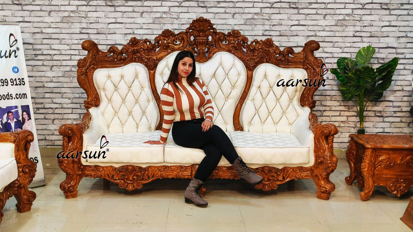 Grandeur Sofa Set, Living Room Sofa Set, Wooden Furniture view 6