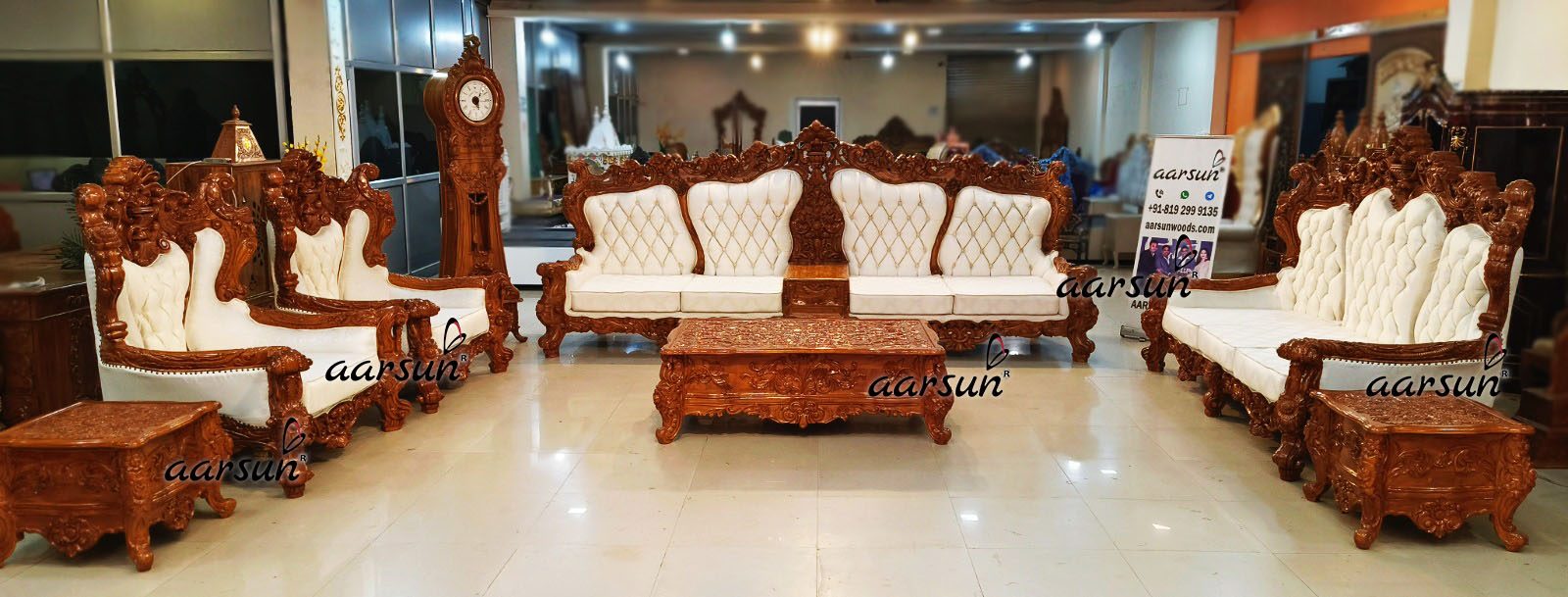 Grandeur Sofa Set, Living Room Sofa Set, Wooden Furniture