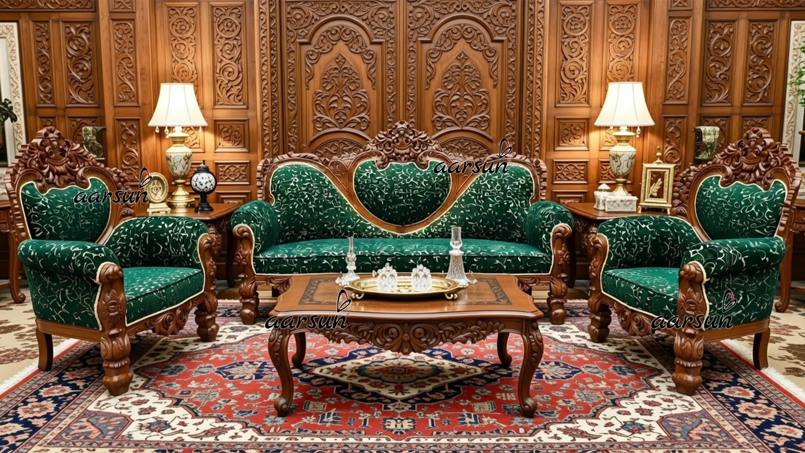 Green Couch Sofa Set with Center Table YT-26