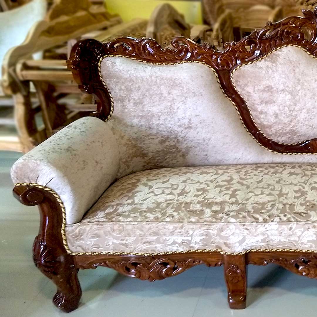 Hand Carved Sofa Set Sheesham Wood YT-140 view 3