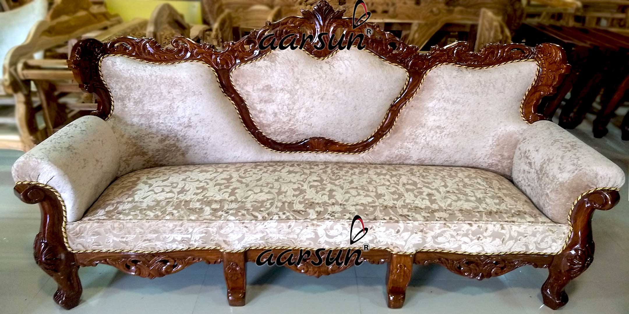 Hand Carved Sofa Set Sheesham Wood YT-140 view 6