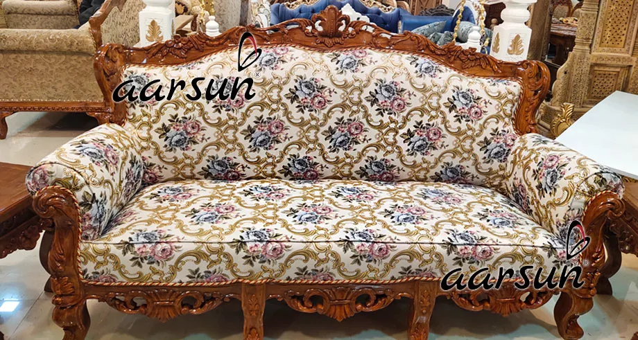 Hand Carved Sofa Set Teak Wood YT-220 view 6