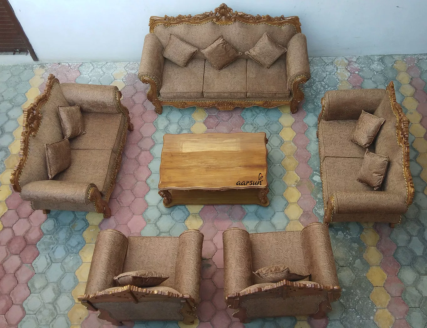 Hand Carved Wooden Sofa Set YT-82 view 7