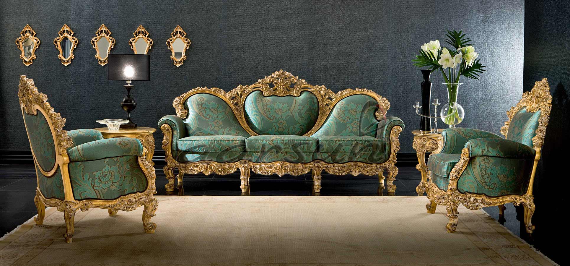 Handcrafted Antique Wood Sofa Set SF-0058