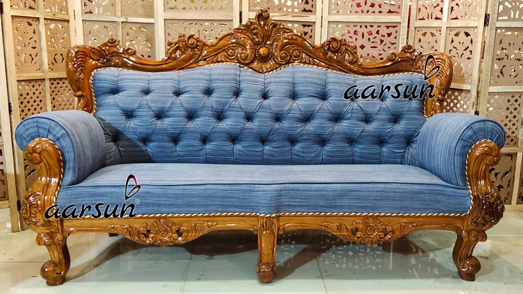 Handcrafted Multi fabric Sofa Set in Natural Finish YT-355 view 5