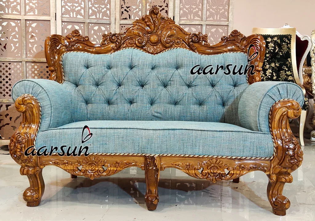 Handcrafted Multi fabric Sofa Set in Natural Finish YT-355 view 6
