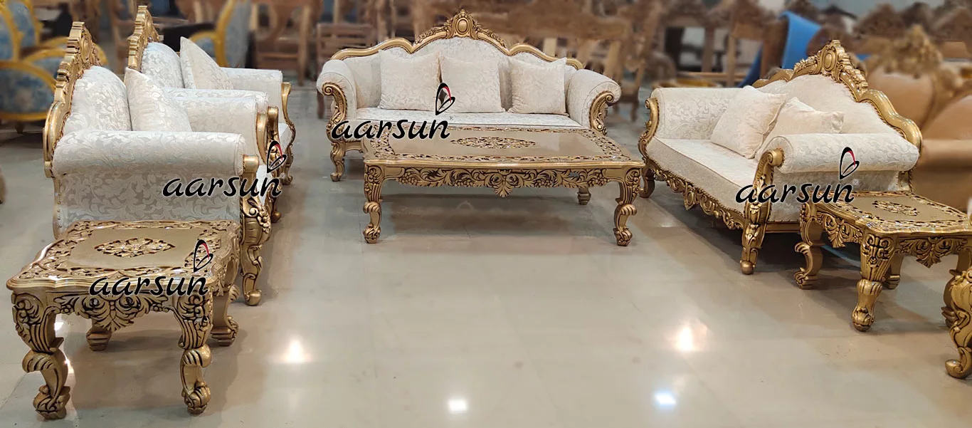 Handcrafted Sofa Set in Teak Wood YT-247 view 5