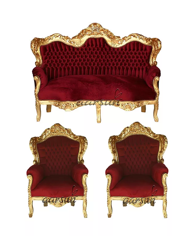 Handmade Royal Sofa Set Gold Finish SF-0012