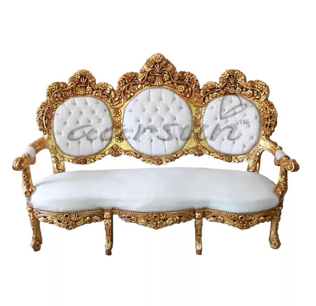 Handmade Wooden Sofa for Living area in Gold Polish SF-0023 view 4