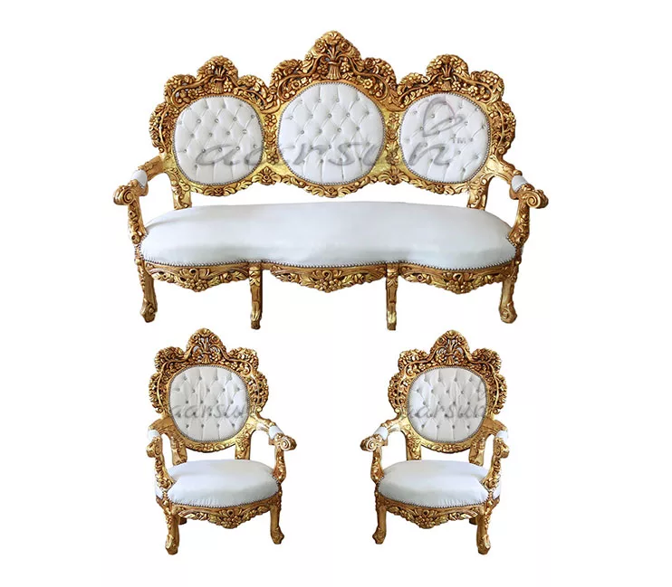 Handmade Wooden Sofa for Living area in Gold Polish SF-0023