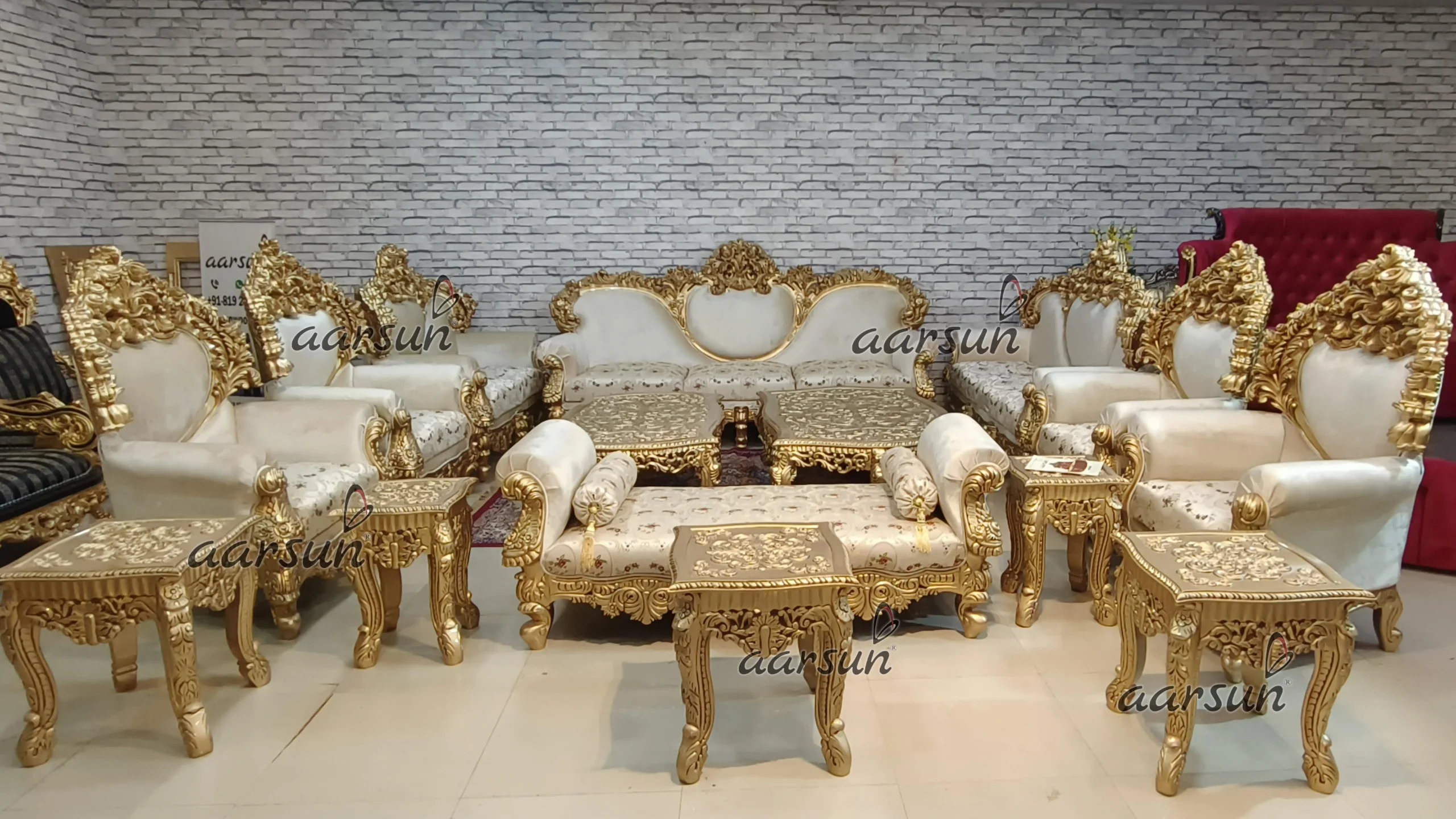 Heavy Full Hand-Crafted Sofa Set Design view 3