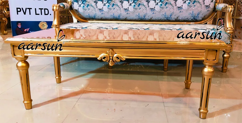 Italian Style 3 Seater Sofa with Antique Florentine Gold Trim & Floral Fabric YT-385 view 4