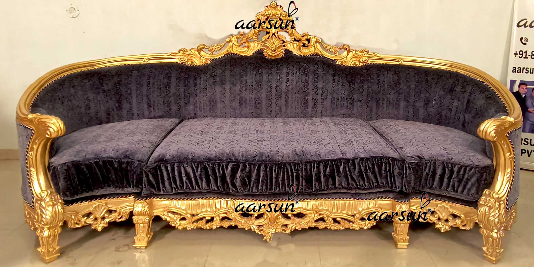 Italian Style Sofa Set with Gold Leafing YT-682 view 6