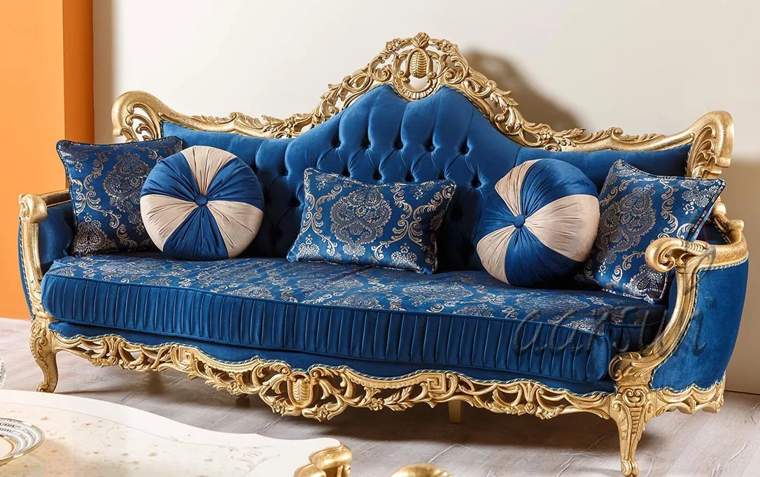 KingCrown Royal Blue Sofa Set with Center Table SF-0035 view 3
