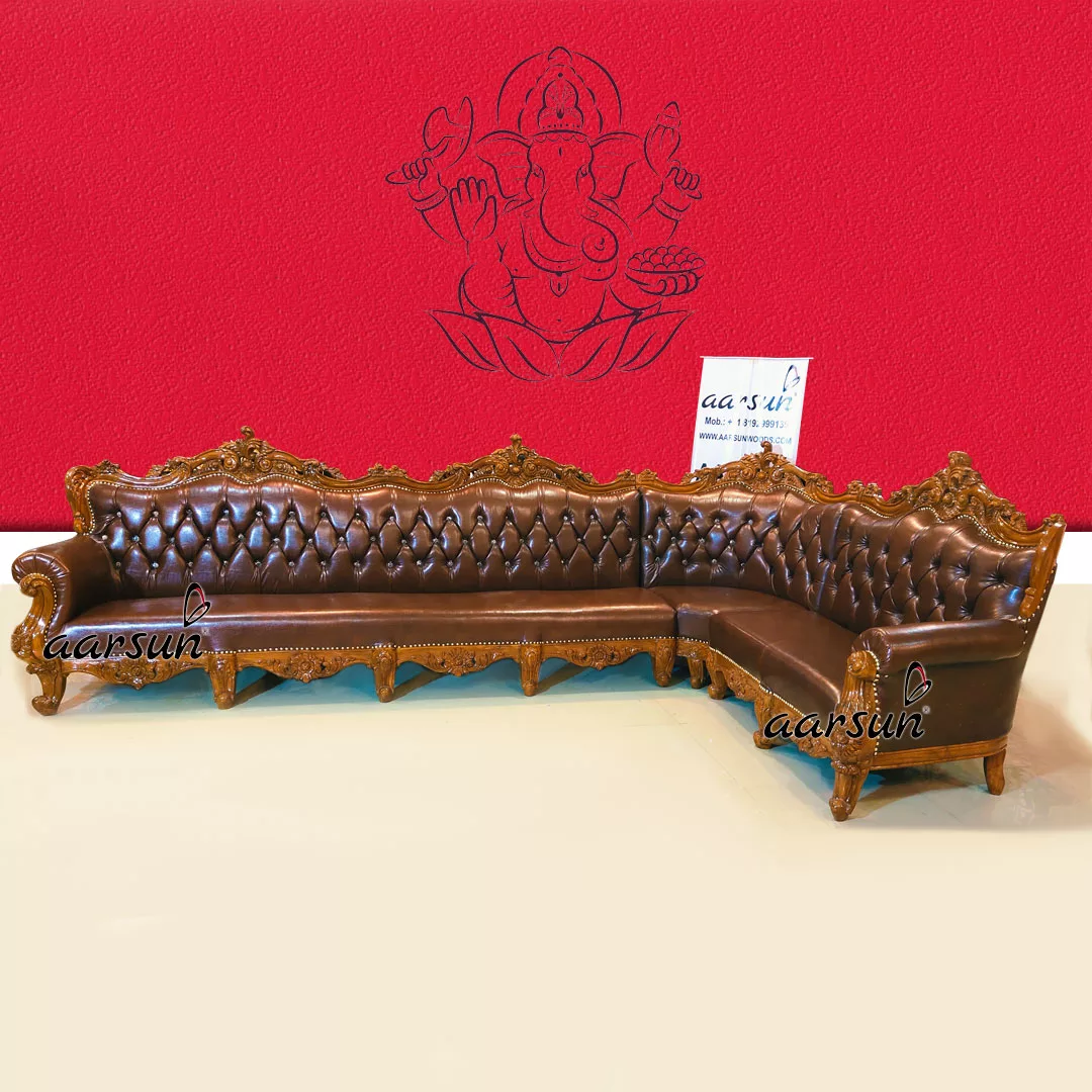 L Shape Leatherette Sofa with Tufted Back YT-397
