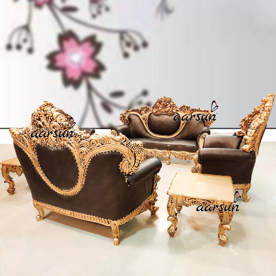 Luxurious Brown Leatherette Sofa Set YT-175