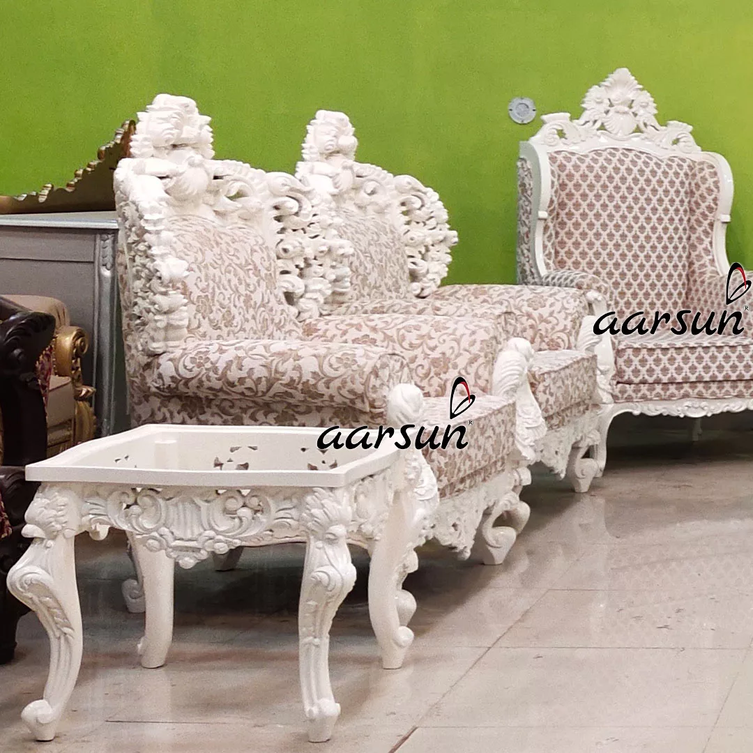 Luxurious Off-White Sofa Set Double Carved YT-549 view 3