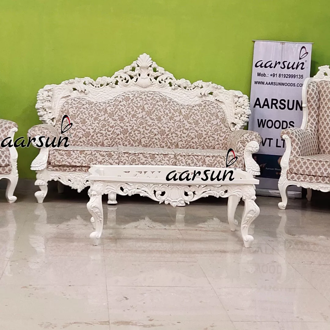 Luxurious Off-White Sofa Set Double Carved YT-549 view 4