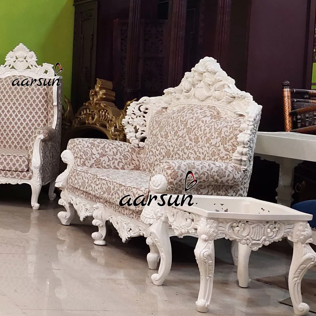Luxurious Off-White Sofa Set Double Carved YT-549 view 5
