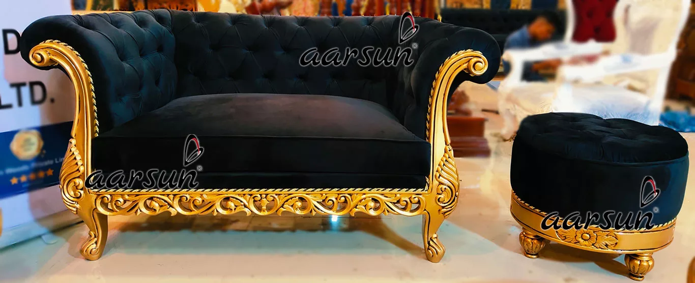 Luxury Chesterfield Sofa in Black & Gold YT-348 view 3
