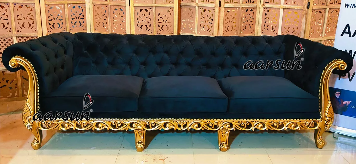 Luxury Chesterfield Sofa in Black & Gold YT-348 view 5
