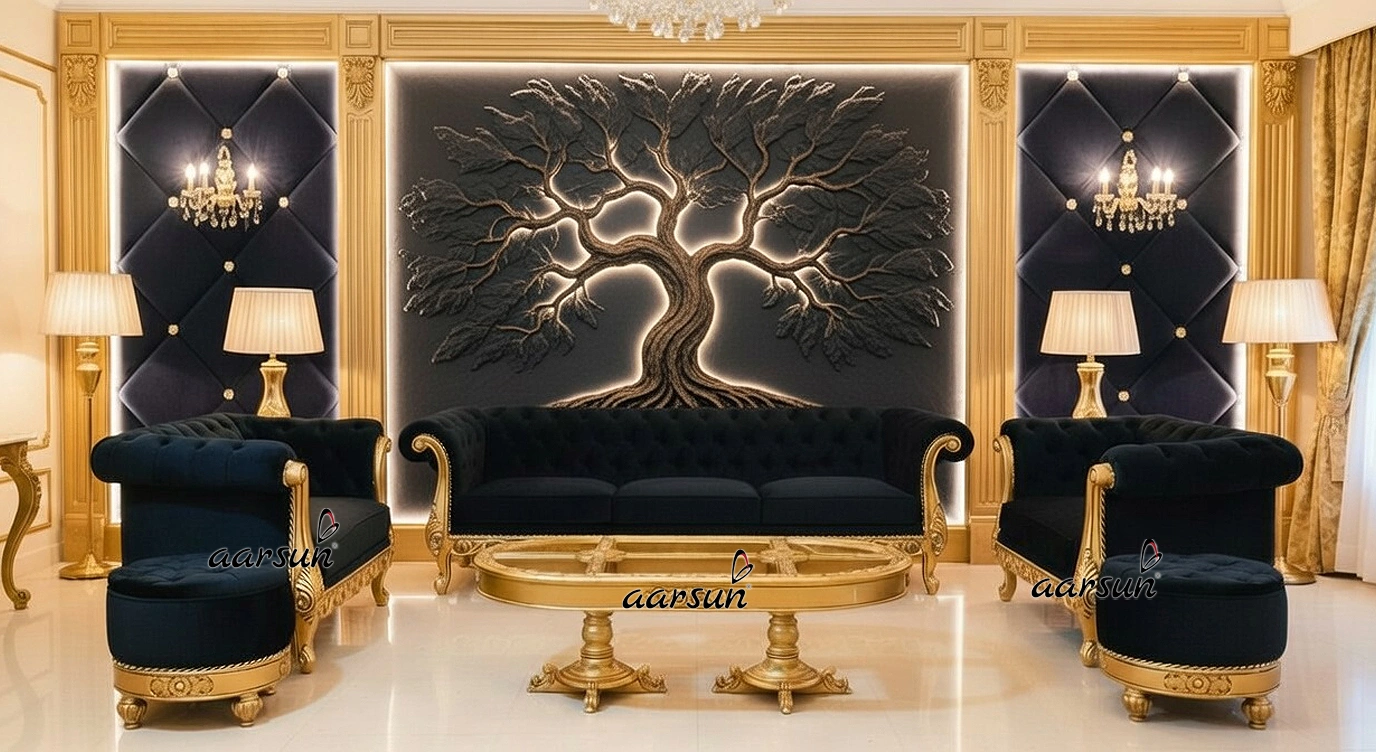 Luxury Chesterfield Sofa in Black & Gold YT-348