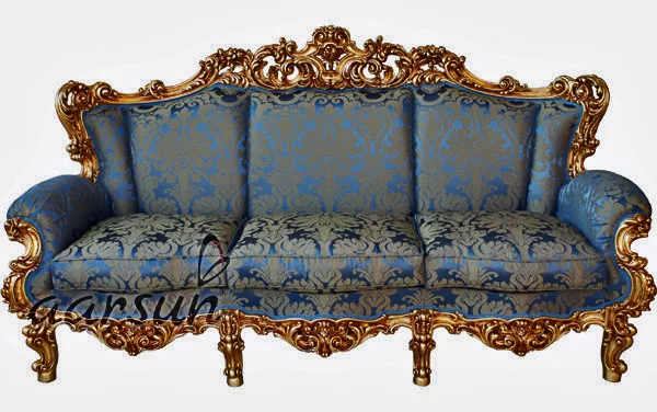 Luxury Sofa Set teak wood in gold finish SF-0003 view 8