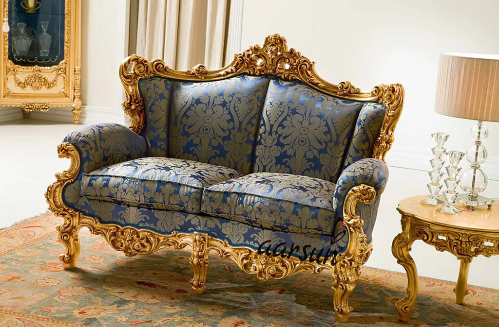 Luxury Sofa Set teak wood in gold finish SF-0003
